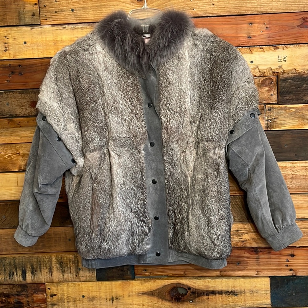 Fox and Rabbit fur convertible coat